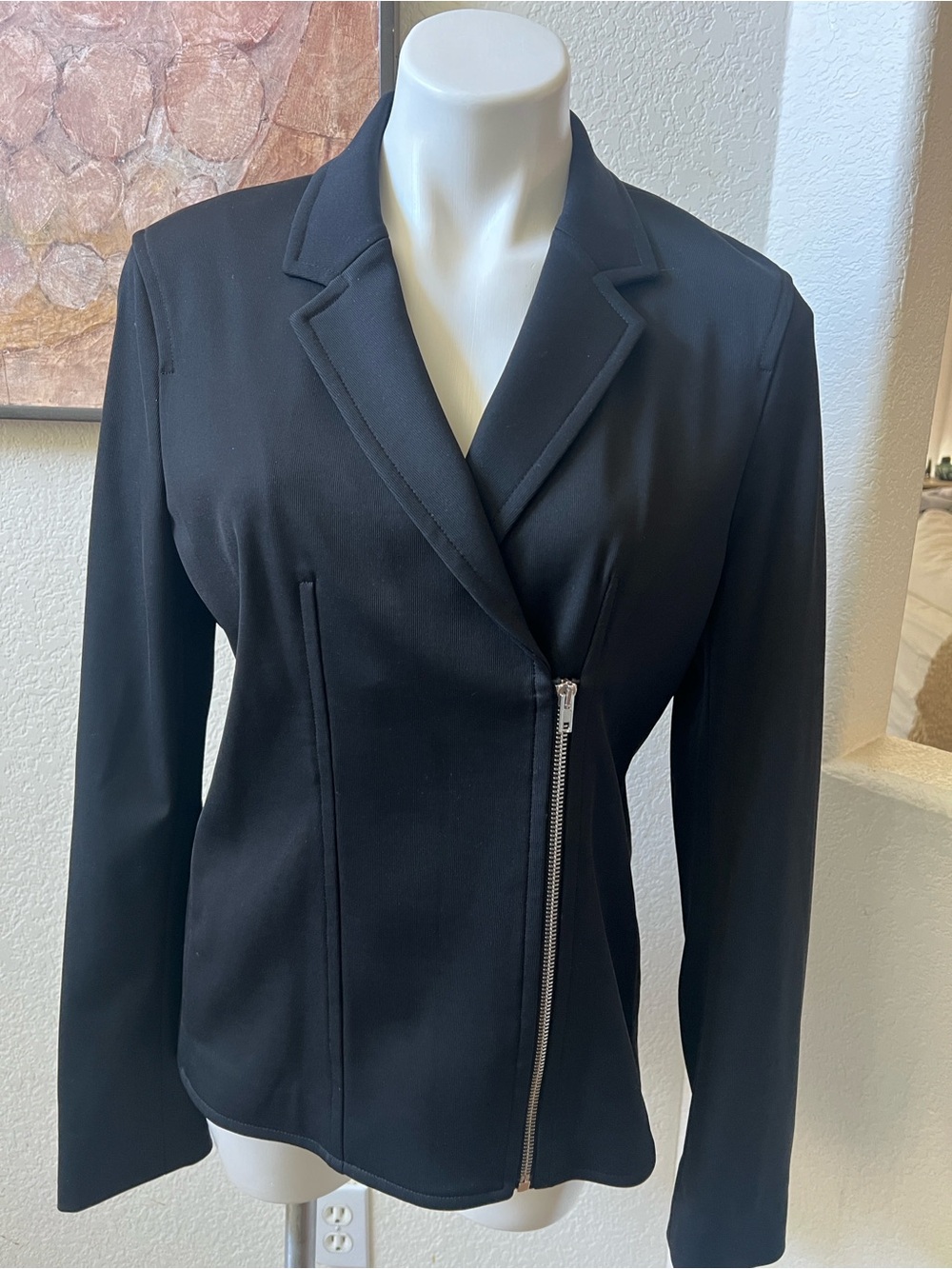 Helmut Lang sz L NEW w/o tagBlk Women's Asym Zip Jacket - Classic Tailored Style